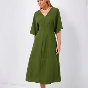 VINCE Double V Neck Flutter Sleeve Dress (Small)